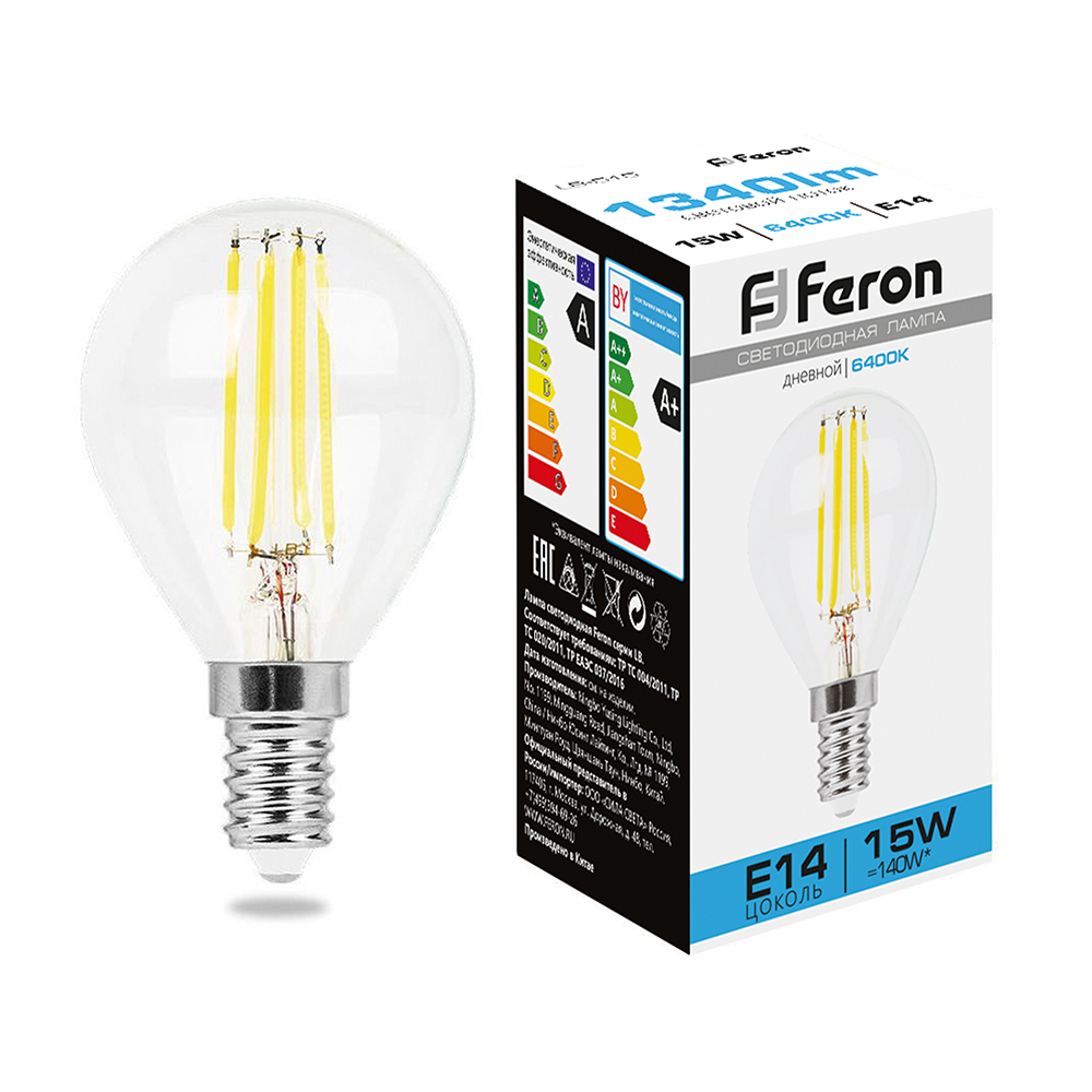 Лампа светодиодная Feron LB-515 Шарик E14 15W 230V 6400K