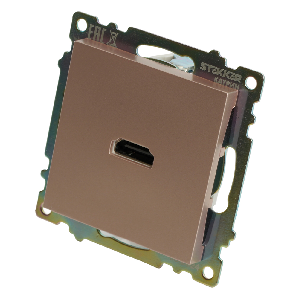 Розетка HDMI 2.1, Type A (механизм), STEKKER GLS00-7118-02, серия Катрин, шампань