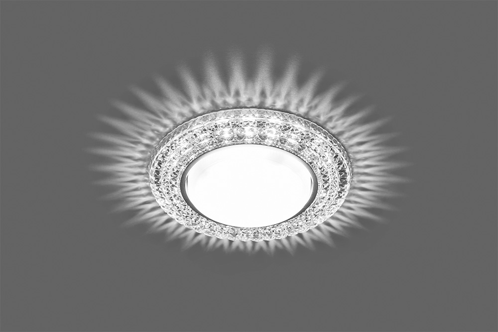 Светильник встраиваемый с белой LED подсветкой Feron CD4020 потолочный GX53 без лампы прозрачный