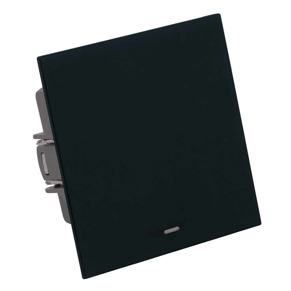 Выключатель 1-клавишный c индикатором (механизм), STEKKER, 250В, 10А, серия Мия, RSW10-3101-05, черный бархат