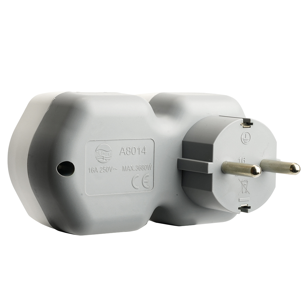 Разветвитель сетевой на 1 выход с/з STEKKER 250В, 16А, USB A+ Type C, 2,4А, PD, белый/серый, ADP16-16-20