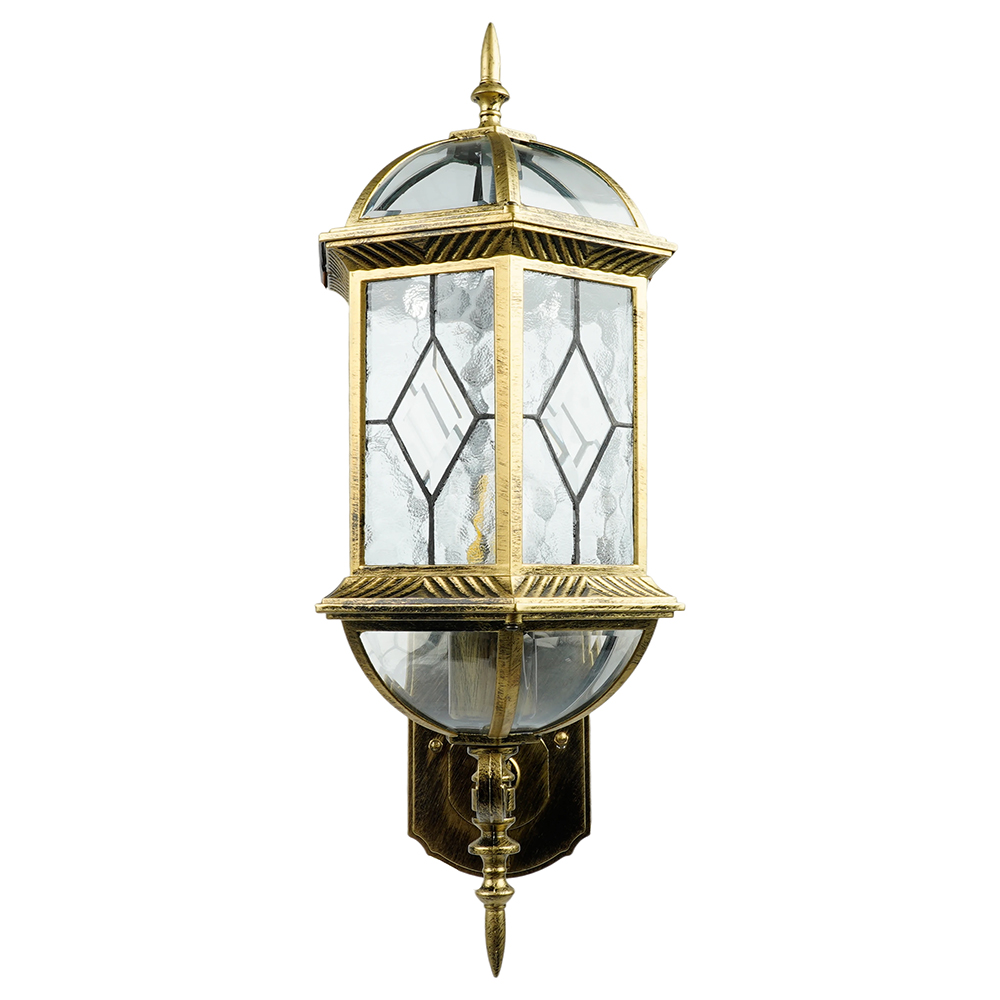 Светильник садово-парковый Feron PL130 шестигранный на стену вверх 60W E27 230V, черное золото