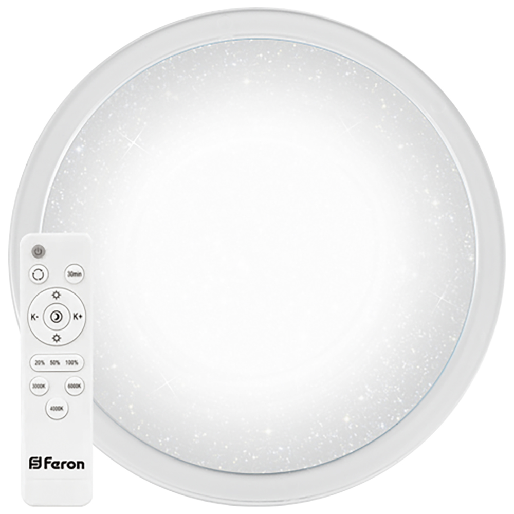 Светодиодный управляемый светильник накладной Feron AL5000 STARLIGHT тарелка 70W 3000К-6500K белый с