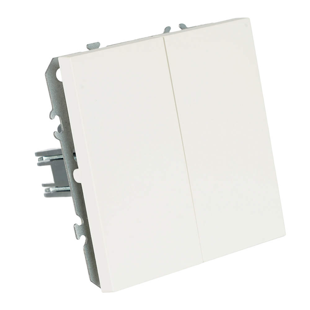 Выключатель 2-клавишный (механизм), СЗК, STEKKER, 250В, 10А, серия Эмили, RSW10-5104-01ZK, белый фарфор, soft touch