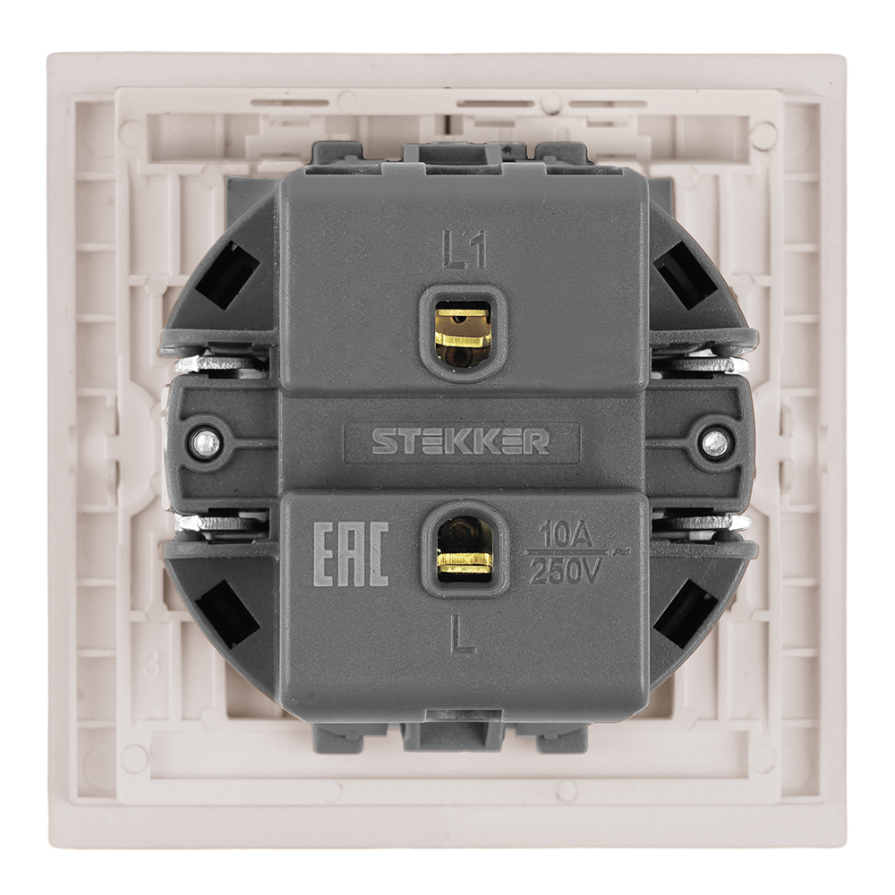 Выключатель 1-клавишный самовозвратный (механизм), STEKKER, 250В, 10А, серия Мия, RSW10-3112-08, пудровый жемчуг