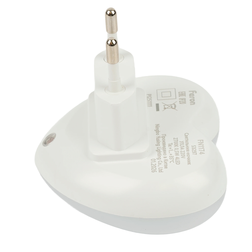 Светильник ночник Feron FN1174 0,5W 220V, белый от компании Ферон за 