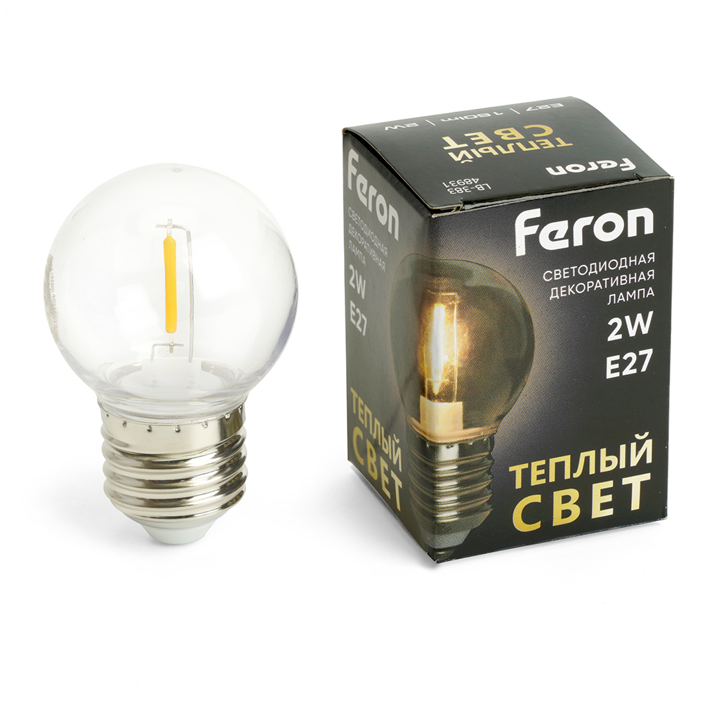 Лампа светодиодная LB-383 Шарик прозрачный Feron 48931 48931