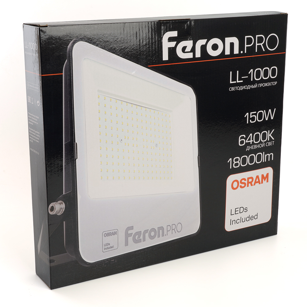 Светодиодный прожектор Feron.PRO LL-1000 IP65 150W 6400K черный