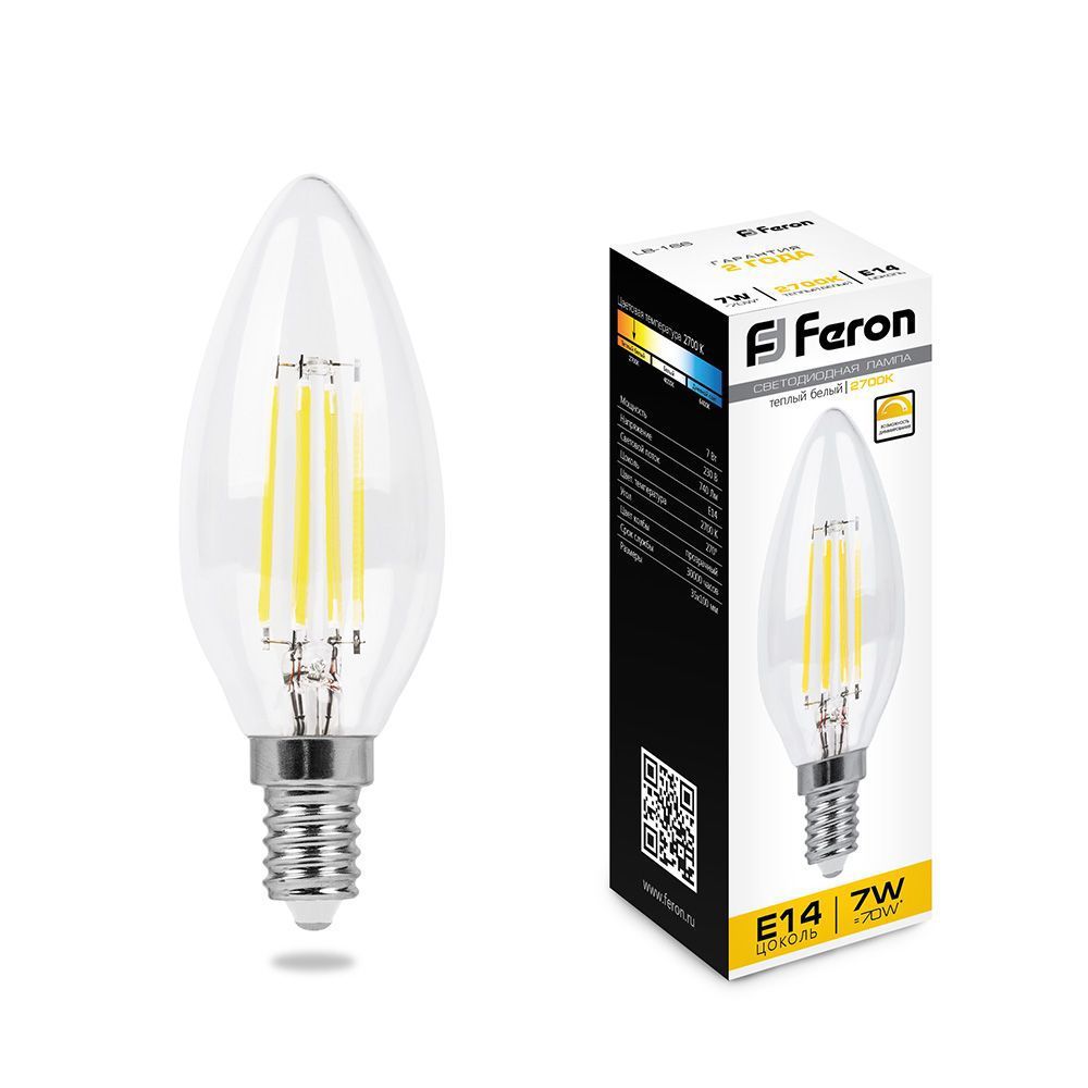 Лампа светодиодная диммируемая Feron LB-166 Свеча E14 7W 230V 2700K