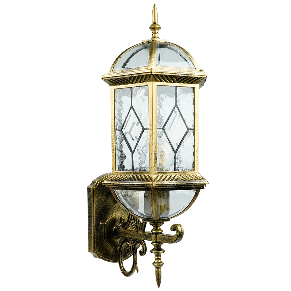 Светильник садово-парковый Feron PL130 шестигранный на стену вверх 60W E27 230V, черное золото