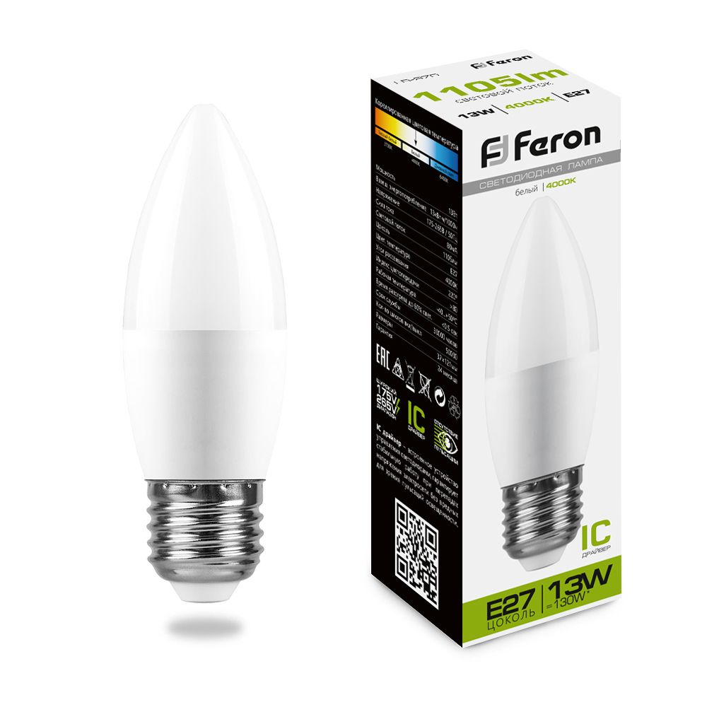 Лампа светодиодная Feron LB-970 Свеча E27 13W 175-265V 4000K