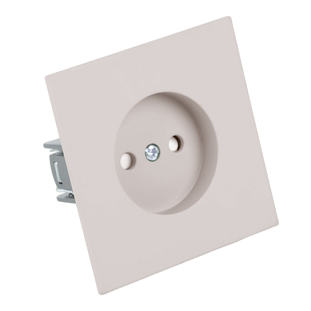 Розетка 1-местная с защитной шторкой (механизм), STEKKER, б/з, 250В, 16А, серия Мия, RST16-3109-08, пудровый жемчуг