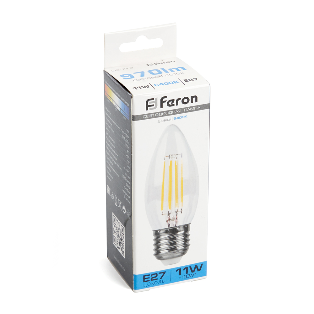 Лампа светодиодная Feron LB-713 Свеча E27 11W 230V 6400K