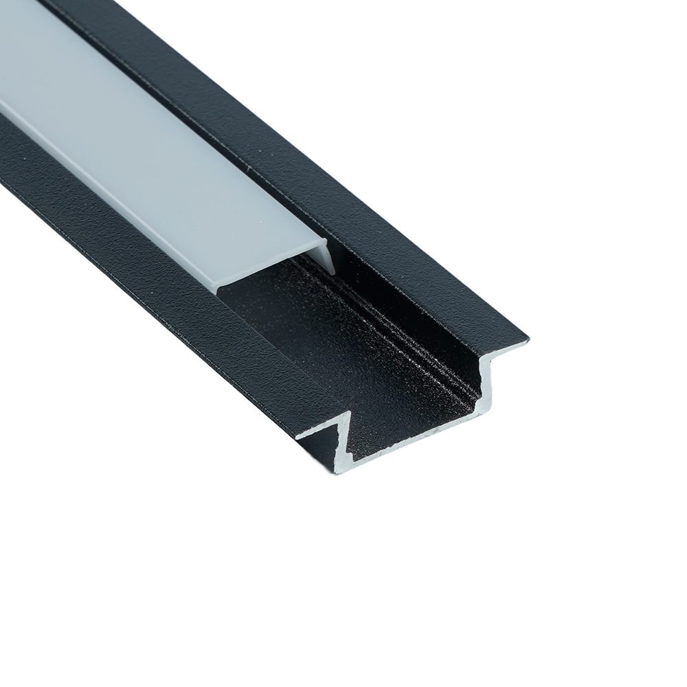 Купить Профиль алюминиевый "встраиваемый" без крепежей, черный, CAB251( в комплекте с матовым экраном, 2 заглушками) FERON по цене производителя в официальном интернет-магазине shop.feron.ru