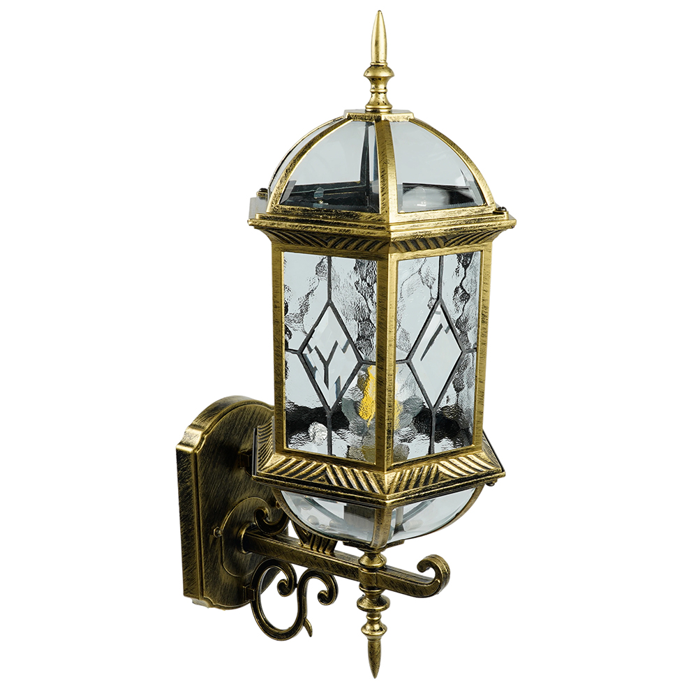 Светильник садово-парковый Feron PL130 шестигранный на стену вверх 60W E27 230V, черное золото