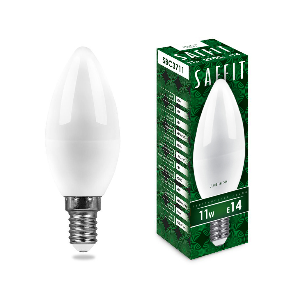 Лампа светодиодная SAFFIT SBC3711 Свеча E14 11W 230V 2700K