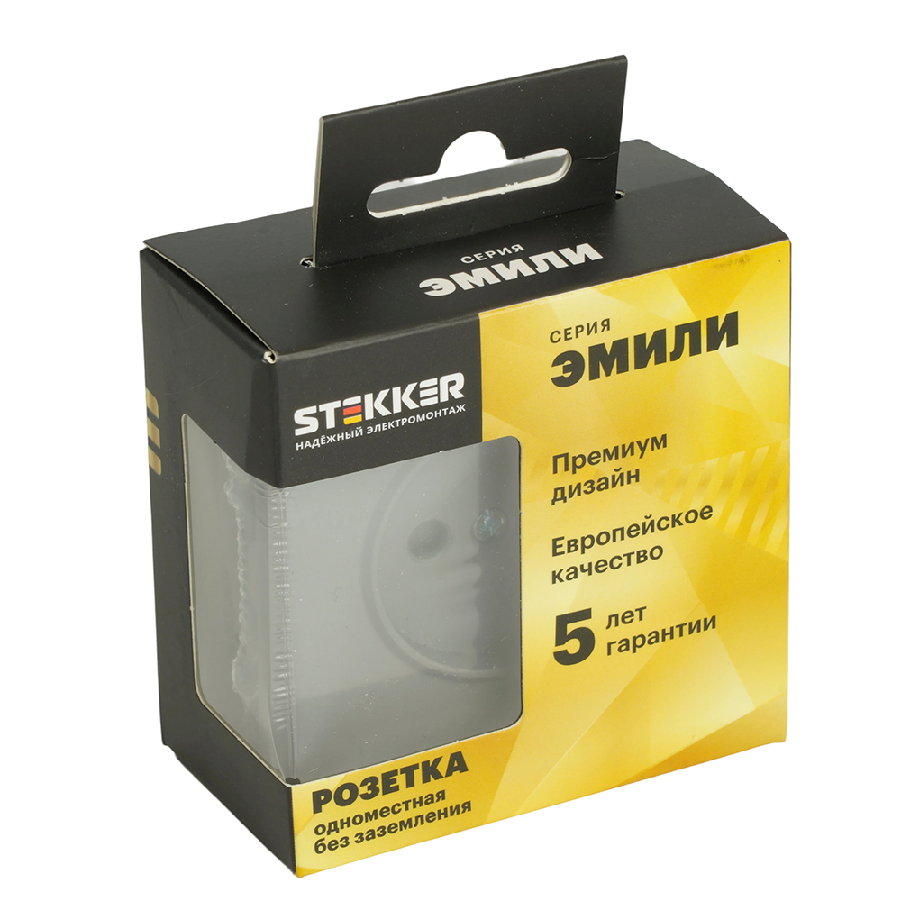 Розетка 1-местная с з/ш, б/з (механизм), СЗК, STEKKER, 250В, 16А, серия Эмили, RST16-5109-10ZK, платиново-серый, soft touch