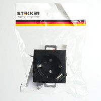 Розетка 1-местная с/з (механизм), STEKKER, PST16-9111-03, 250В, 16А с защ. шторкой и с USB, серия Эрна, черный 49155 Розетка 1-местная с/з (механизм), STEKKER, PST16-9111-03, 250В, 16А с защ. шторкой и с USB, серия Эрна, черный 49155