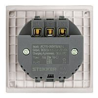 Розетка 1-местная з/ш с/з 16А + USB + Type C (механизм), STEKKER, 250В, 20W, серия Мия, RST16-3119-08, пудровый жемчуг 50482