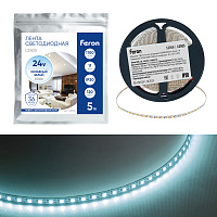 Лента светодиодная 120SMD(2835)/м 11Вт/м 24V 5000*5*1.5мм 6500K, LS505 FERON