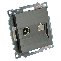Розетка TV + компьютерная RJ-45 (механизм), серия Катрин, графит, GLS00-7106-06 49417 Розетка TV + компьютерная RJ-45 (механизм), серия Катрин, графит, GLS00-7106-06 49417