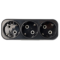 Разветвитель сетевой 3-местный с/з STEKKER ADP16-23-20, 250V, 16A, ABS пластик, черный 50681