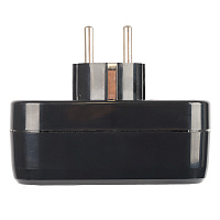 Разветвитель сетевой 2-местный с/з STEKKER ADP16-22-20 250V, 16A, ABS огнеустойчивый пластик, черный 50680