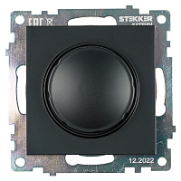 Выключатель диммирующий (механизм), STEKKER GLS10-7106-05, 250V, 500W, серия Катрин, черный 39615 Выключатель диммирующий (механизм), STEKKER GLS10-7106-05, 250V, 500W, серия Катрин, черный 39615