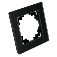 Рамка 1-местная, стекло, STEKKER GFR00-7001-05М, серия Катрин, черный матовый 49600