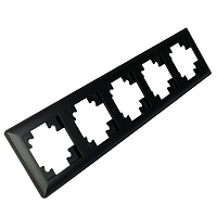 Рамка STEKKER, PFR00-7005-05 5-местная, пластик, серия Катрин, черный 39816 Рамка STEKKER, PFR00-7005-05 5-местная, пластик, серия Катрин, черный 39816