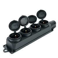 Розетка переносная 4-местная c/з, STEKKER, RST16-24-44, 250В, 16А, IP44, черный 39019 Розетка переносная 4-местная c/з, STEKKER, RST16-24-44, 250В, 16А, IP44, черный 39019
