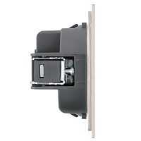 Розетка 1-местная с защитной шторкой (механизм), STEKKER, б/з, 250В, 16А, серия Мия, RST16-3109-08, пудровый жемчуг 50483