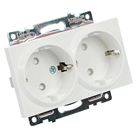 Розетка 2-местная с/з (механизм), STEKKER GLS16-7114-01, с защитной шторкой, 250В, 16А, серия Катрин, белый 39574 Розетка 2-местная с/з (механизм), STEKKER GLS16-7114-01, с защитной шторкой, 250В, 16А, серия Катрин, белый 39574