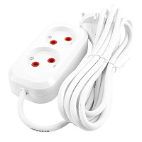 Удлинитель 2-местный, б/з Stekker HM01-20-02, 2м, 2x0,75, серия Home (У10-428), белый 39201