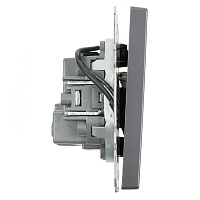 Выключатель 2-клавишный c индикатором (механизм), STEKKER, 250В, 10А, серия Эмили, RSW10-5102-10,  платиново-серый, soft touch 49942