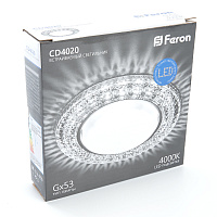 Светильник встраиваемый с белой LED подсветкой Feron CD4020 потолочный GX53 без лампы прозрачный 29473 Светильник встраиваемый с белой LED подсветкой Feron CD4020 потолочный GX53 без лампы прозрачный 29473
