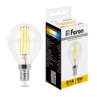 Лампа светодиодная Feron LB-509 Шарик E14 9W 230V 2700K 38001 Лампа светодиодная Feron LB-509 Шарик E14 9W 230V 2700K 38001