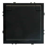 RST16-5113-05 Розетка 1-местная с крышкой с защ. штор STEKKER, б/з, IP42, 250В, 16А, серия Эмили, RST16-5113-05, черный уголь, soft touch 49852