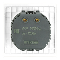 Выключатель диммирующий (механизм), STEKKER, 250В, 1200W, серия Мия, RSW10-3106-01, белая магнолия 50566