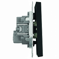 Переключатель 2-клавишный (механизм), STEKKER, 250В, 10А, серия Эмили, RSW10-5107-05, черный уголь, soft touch 49843