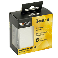 Переключатель перекрестный 2-клавишный (механизм), STEKKER, 250В, 10А, серия Эмили, RSW10-5111-01, белый фарфор, soft touch 50162 Переключатель перекрестный 2-клавишный (механизм), STEKKER, 250В, 10А, серия Эмили, RSW10-5111-01, белый фарфор, soft touch 50162