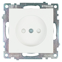 Розетка 1-местная б/з (механизм), STEKKER GLS10-7109-01, 250V, 10А с защитной шторкой, серия Катрин, белый 39303 Розетка 1-местная б/з (механизм), STEKKER GLS10-7109-01, 250V, 10А с защитной шторкой, серия Катрин, белый 39303