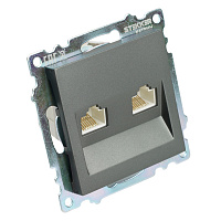 Розетка компьютерная 2-местная RJ-45 (механизм) STEKKER GLS00-7109-06 , серия Катрин, графит 50008 Розетка компьютерная 2-местная RJ-45 (механизм) STEKKER GLS00-7109-06 , серия Катрин, графит 50008