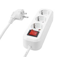 Удлинитель трехместный с/з с выключателем STEKKER HM03-31-10 3x0,75, 10м, серия Home (У10А-002), белый 39522