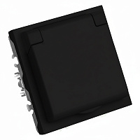 Розетка 1-местная с крышкой с защ. штор, STEKKER, с/з, 250В, 16А, серия Эмили, RST16-5112-05, черный уголь, soft touch 49855