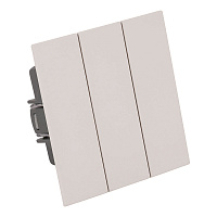 Выключатель 3-клавишный (механизм), STEKKER, 250В, 10А, серия Мия, RSW10-3108-08, пудровый жемчуг 50474