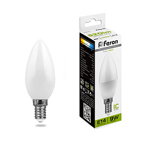 Лампа светодиодная Feron LB-570 Свеча E14 9W 175-265V 4000K 25799 Лампа светодиодная Feron LB-570 Свеча E14 9W 175-265V 4000K 25799