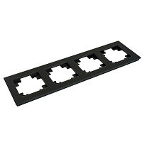 Рамка 4-местная, стекло, STEKKER GFR00-7004-05М, серия Катрин, черный матовый 49603 Рамка 4-местная, стекло, STEKKER GFR00-7004-05М, серия Катрин, черный матовый 49603