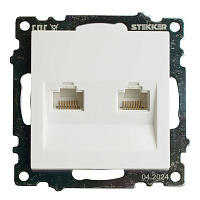 Розетка компьютерная 2-местная RJ-45 (механизм) STEKKER GLS00-7109-01 , серия Катрин, белый 50003 Розетка компьютерная 2-местная RJ-45 (механизм) STEKKER GLS00-7109-01 , серия Катрин, белый 50003