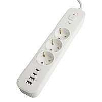 Сетевой фильтр 3-местный с/з STEKKER 3x1мм2, 3 м, 250В, 16А, 2 USB-A+2 Type-C 3, серия Nova, белый 50100 Сетевой фильтр 3-местный с/з STEKKER 3x1мм2, 3 м, 250В, 16А, 2 USB-A+2 Type-C 3, серия Nova, белый 50100